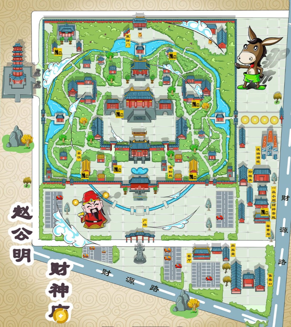 南川寺庙类手绘地图